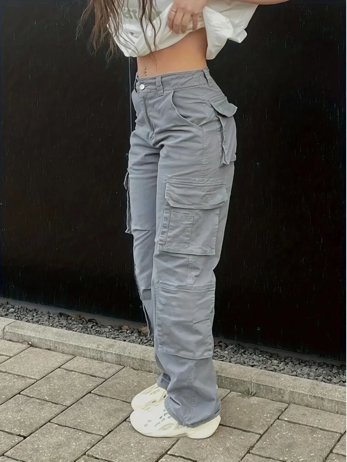 

Low Waist Workwear Casual Pants Color Street Sle Loose Fit Long Trousers for Women Tagkita Brand