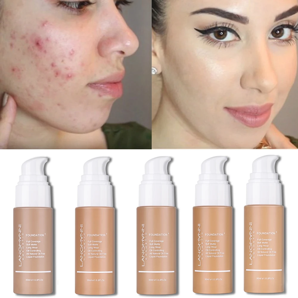 Vloeibare Foundation Crème Voor Gezicht Concealer Olie Controle Waterdichte Hoge Dekking Make-Up Langdurige Natuurlijke Gezichtscosmetica