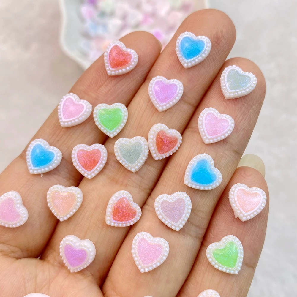 100Pcs Mixed Nail Art Resin Shiny Heart-Shaped Designer Charms Rhinestones DIY Craft For Nail 3D Decorations Jewelry