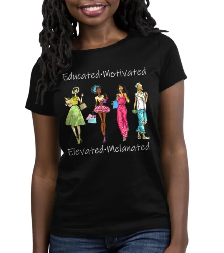 Black Queen Educated Melanin African American Women T-Shirt Tees Shirts Tshirt