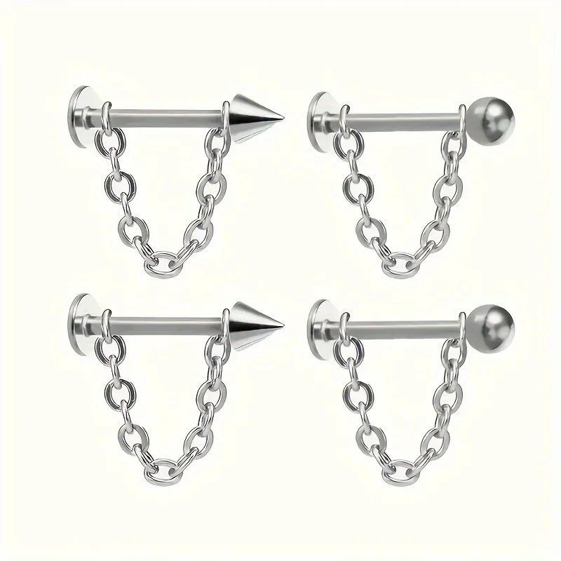 5pc Chirurgenstahl Kette Kugel Lippen Ring Set Nasenring Knorpel Ohrringe Zunge Bar Lot Augenbraue Labret Körper Piercing set Schmuck