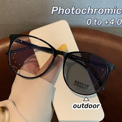 2024 Intelligent Photochromic Reading Glasses Large Anti Blue Light Far Sight Eyeglasses Women Men Outdoor Presbyopia Glasses