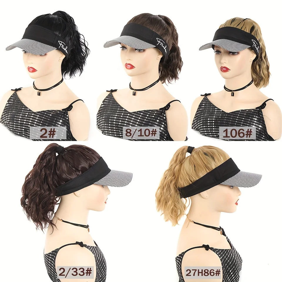 LUPU Synthetic Curly Hair Ponytail Extension Wig Travel Beach Shade Baseball Cap All-in-one Easy to Wear Hat Wig