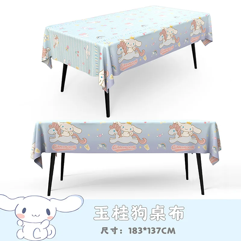 Toalha de mesa descartável do partido de aniversário de Sanrio, óleo-prova, impermeável, sentido da atmosfera, desenhos animados, Cinnamoroll, decoração