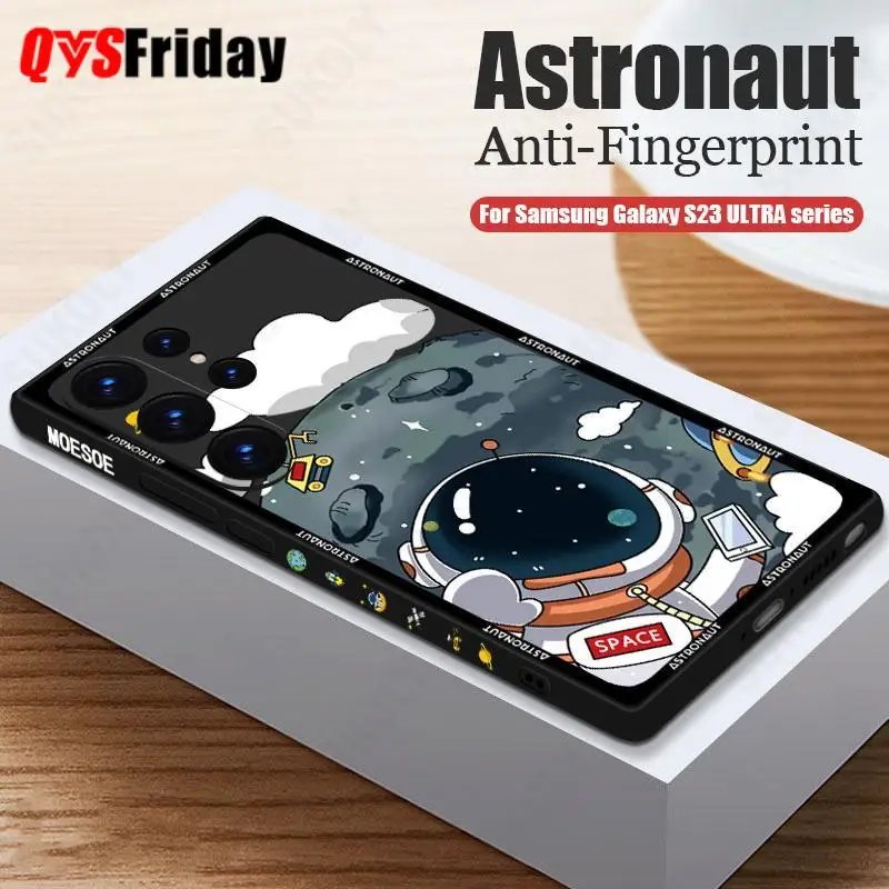 Astronaut Silicone Phone Case For Samsung Galaxy S24 S23 S22 Ultra Plus S23 S21 FE A55 A54 A53 A25 A35 5G Shockproof Soft Cover