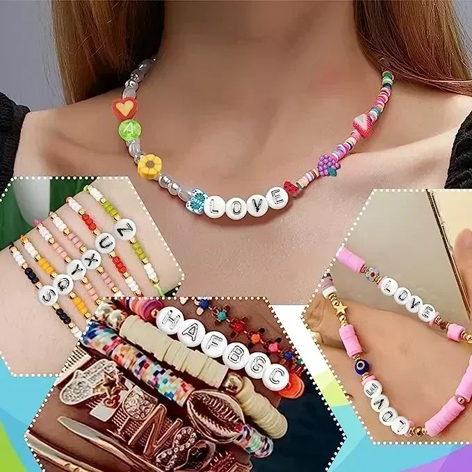 100/200/300/500Pcs Acrylic Mixed Letter Beads Round Flat Loose Spacer Beads For Jewelry Making Handmade Diy Bracelet Necklace image 3