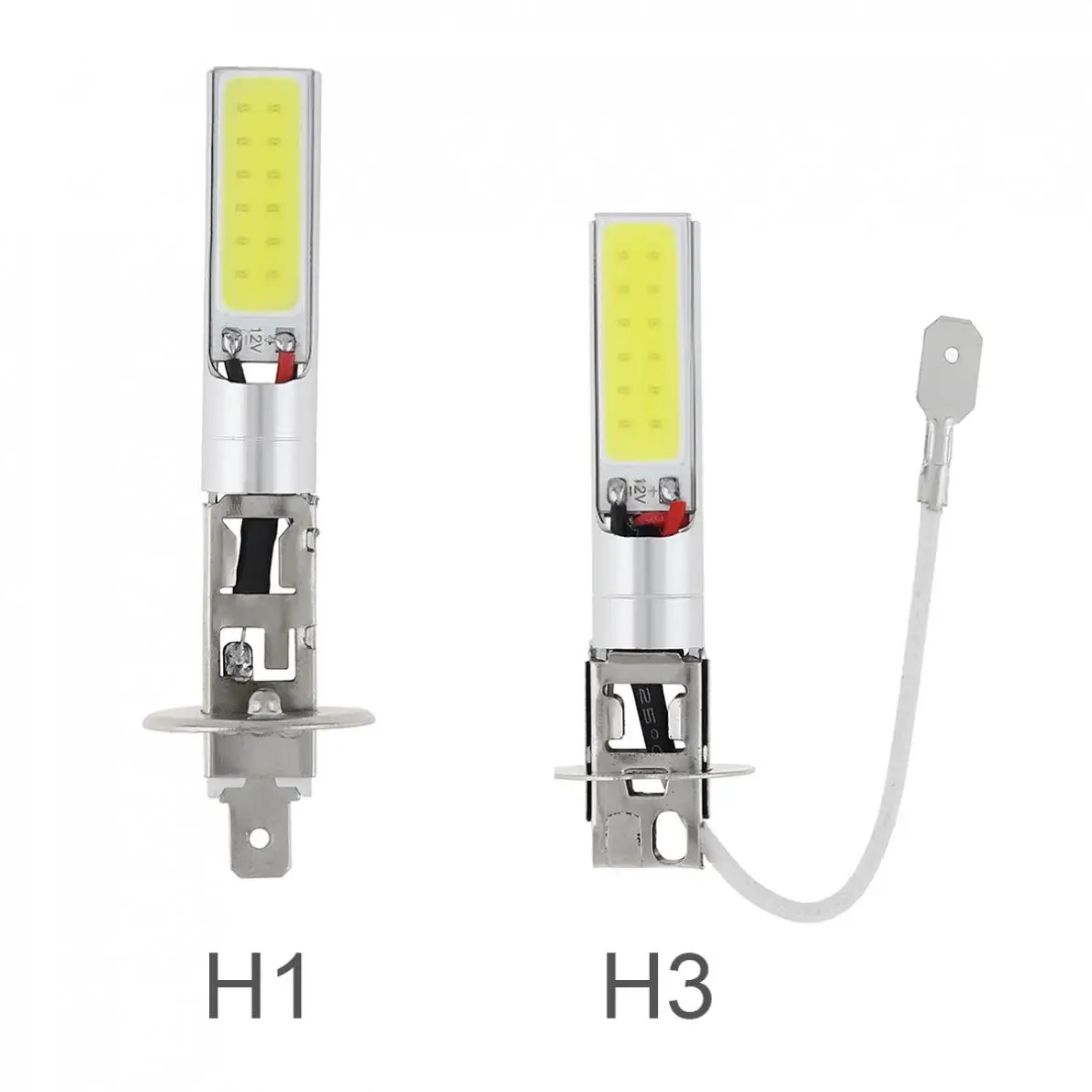 H1 H3 หลอดไฟ LED รถหมอกไฟ CANbus Super Bright ไฟหน้าหลอดไฟ COB 12V 6000K ไฟวิ่ง Auto รถจักรยานยนต์