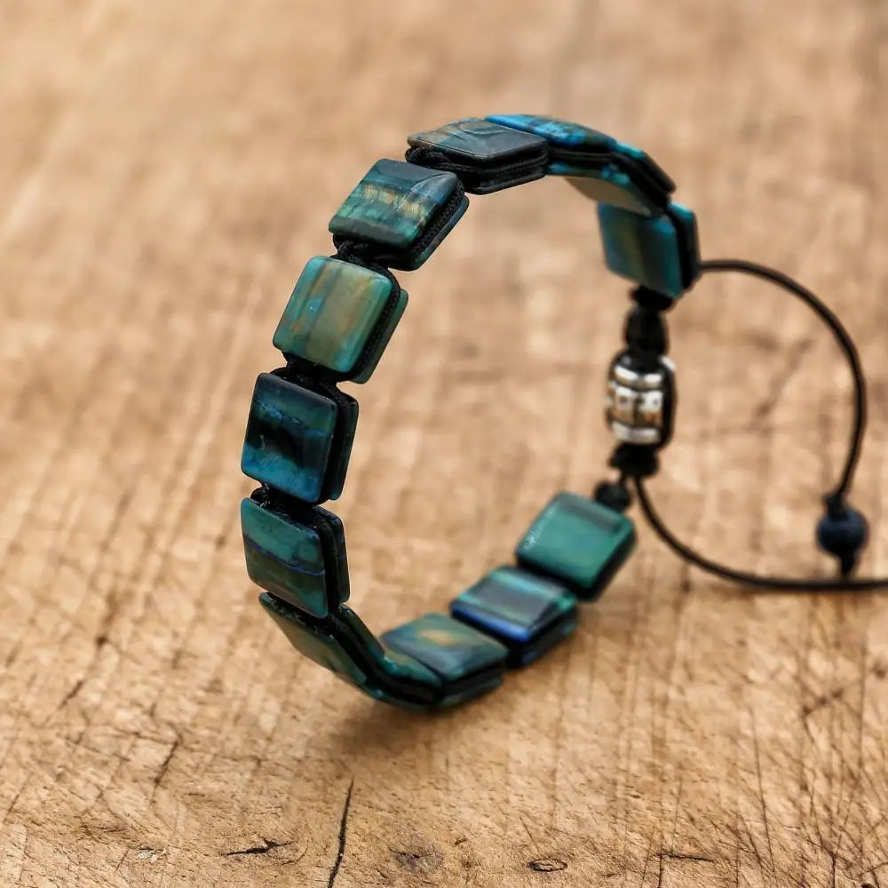 10mm Square Tiger Eye Stone Beads Braided Bracelet Bohemia Punk Friendship Charm Bracelet Bangle Man Women Jewelry