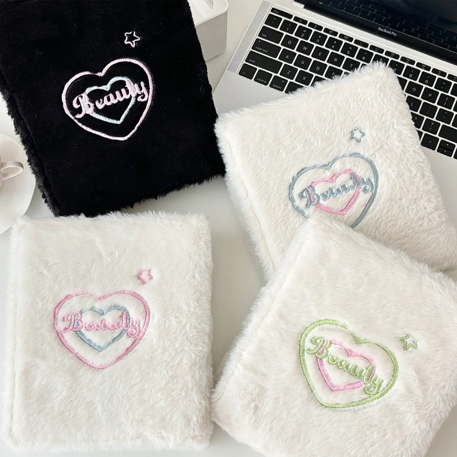 Simpatico album fotografico con raccoglitore Kpop con fiocco in peluche A6, album di carte per idol coreano, portafoto, raccogliere la copertina del libro, forniture per l'imballaggio