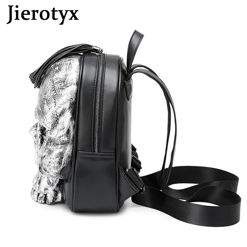 Imagem -03 - Jierotyx Volta Pacotes Bolsa para Mulher e Homem Steampunk Gótico Rebite Personalidade Grande Capacidade de Viagem Mochilas Crânio Portátil Escola