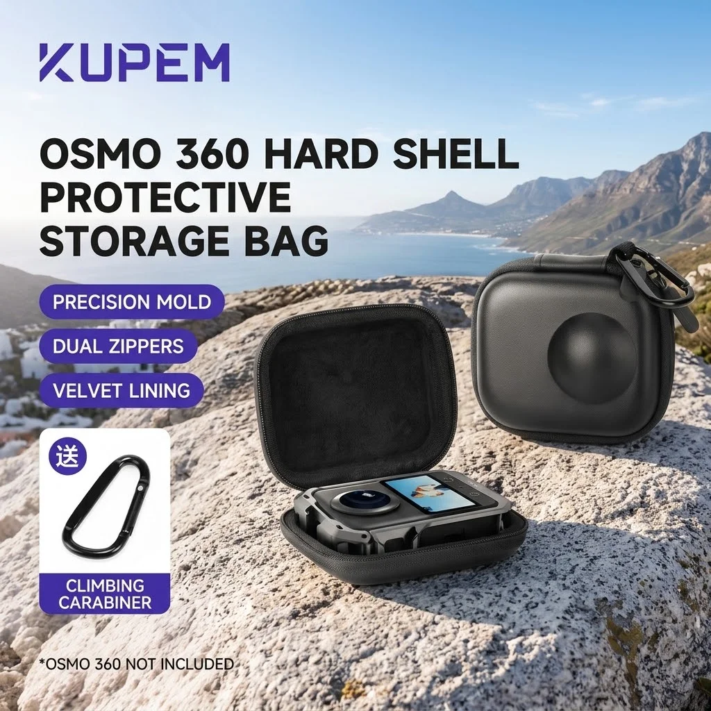 Portable Hard Shell Case for Osmo 360 Camera Waterproof Leather Protective Storage Bag Travel Carrying Box with Carabiner