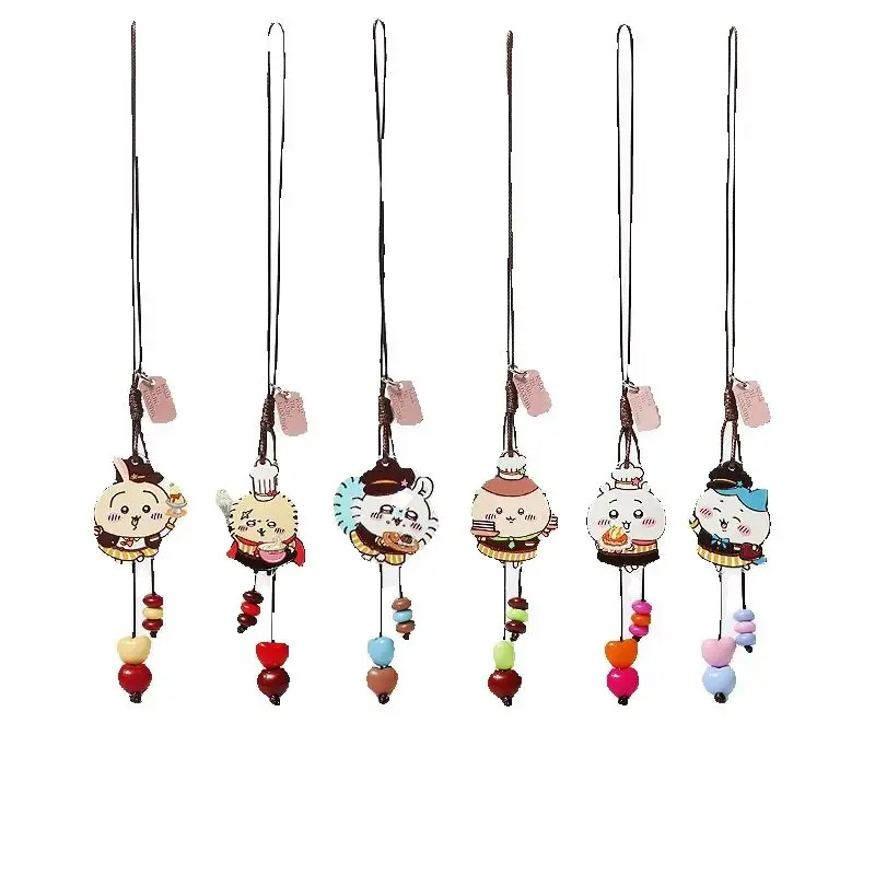 Cute Cartoon Japanese Soft And Cute Long Hanging Rope Pendant Chiikawa Usagi Hachiware Waiter Chef Styling Backpack Charm