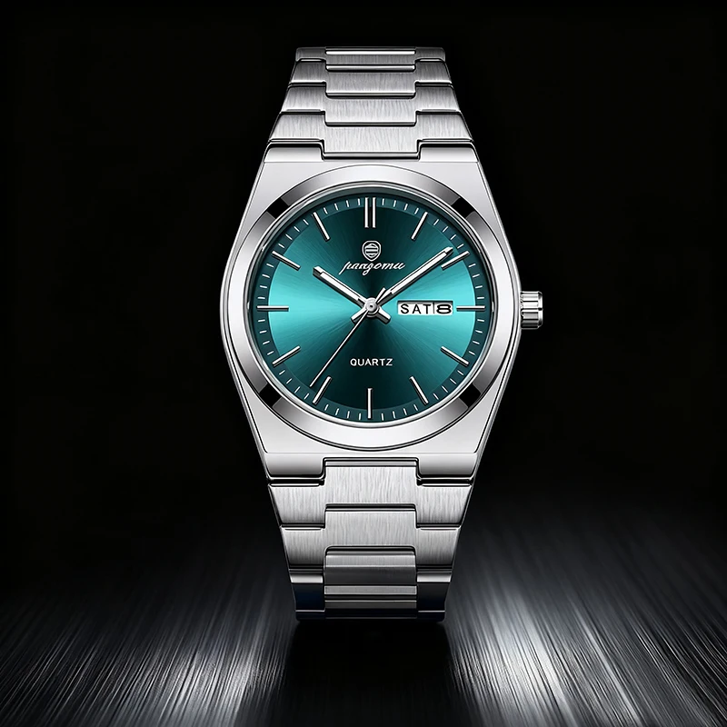 PAAZOMU Luxury Watch For Man Waterproof Luminous Date Week Stainless Steel Men Watch Casual Quartz Men's Watches Male Clock+box