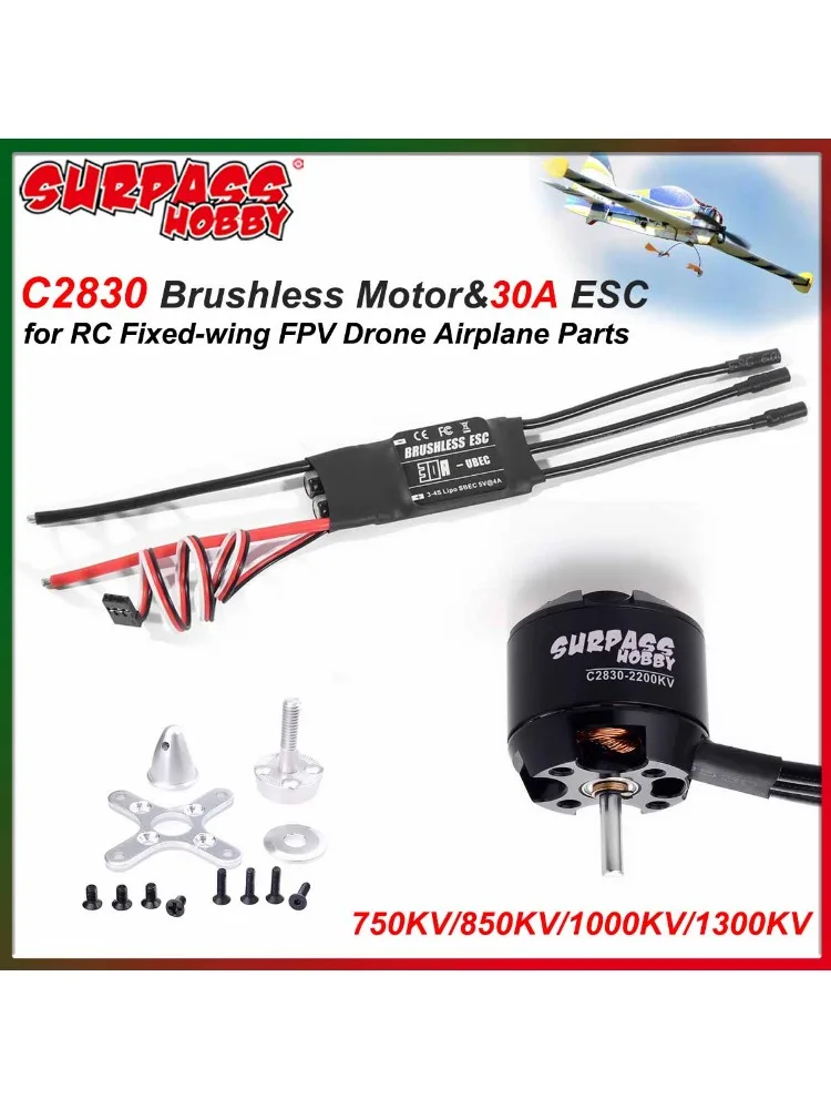 OVERTREFFEN HOBBY C2830 borstelloze motor met 30A ESC 750KV 850KV 1000KV 1300KV voor RC Fixed-wing FPV Drone Zweefvliegtuig Vliegtuig Vliegtuigen - afbeelding 2