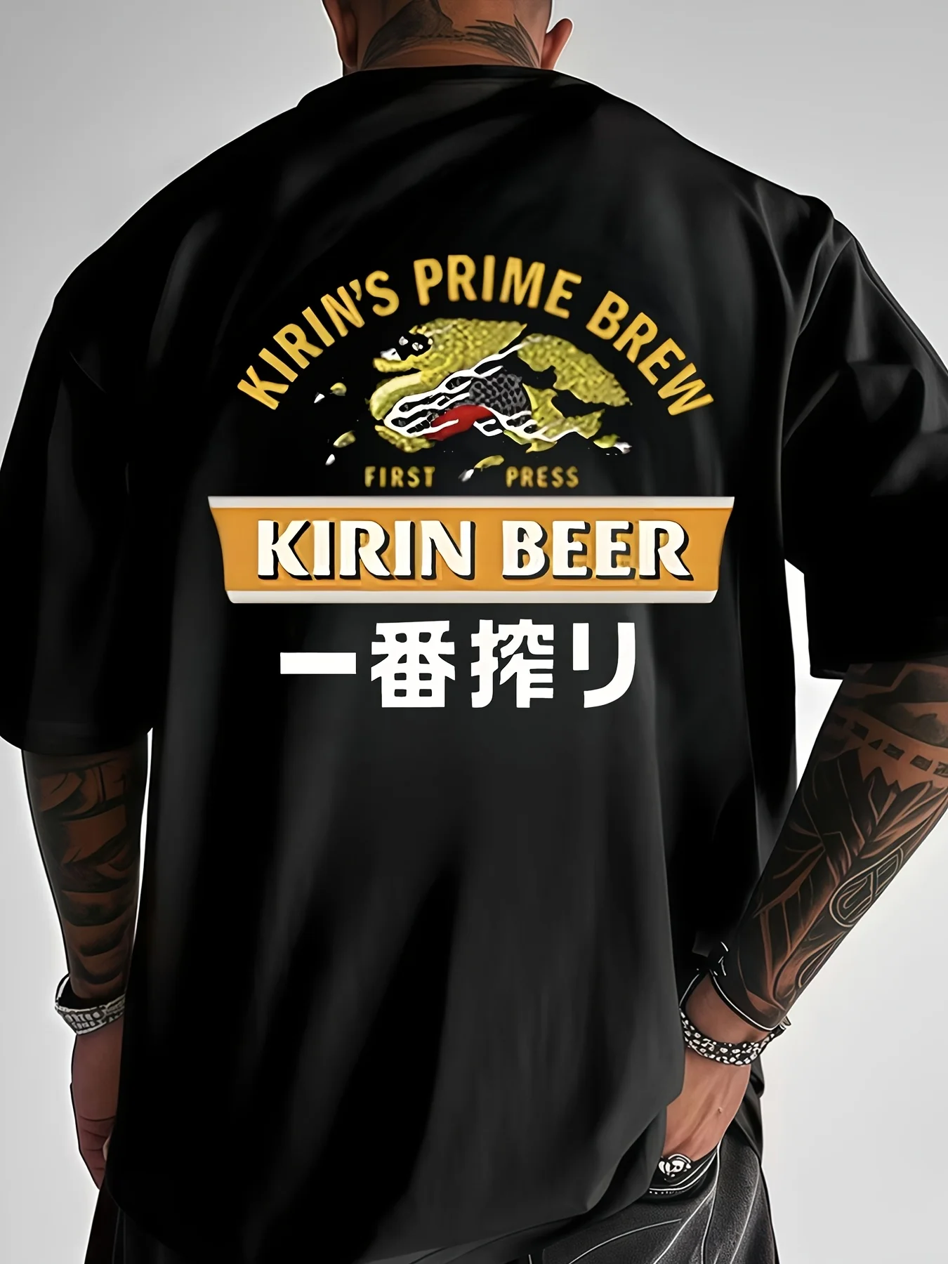 Neuestes Kirin Beer Herrenmode-T-Shirt mit Aufdruck, kurzärmelig, schlicht, vielseitig, lässig, klassischer amerikanischer Stil, grafisches T-Shirt.