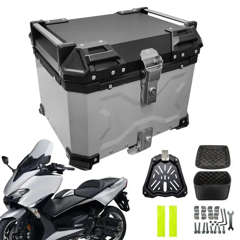 

Motorcycle Tail Boxes 45L Portable Aluminum Motorcycle Trunk Box Universal Motorcycle Tail Box Reusable Trunk Tour Storage