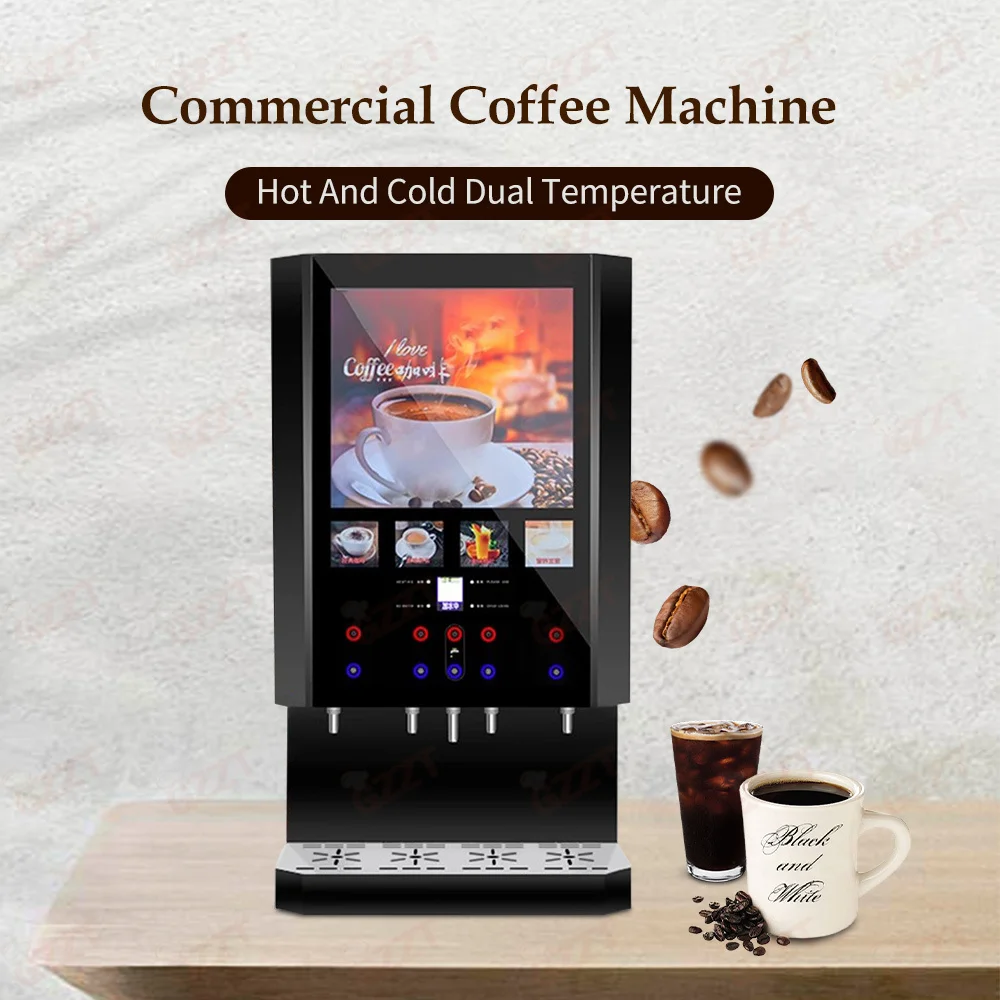 GZZT D4 Automatische Instantkaffeemaschine Kommerzielle kalte und heiße Selbstbedienungsmilchtee-All-in-One-Maschine Fruchtsaft Sojamilchmaschine
