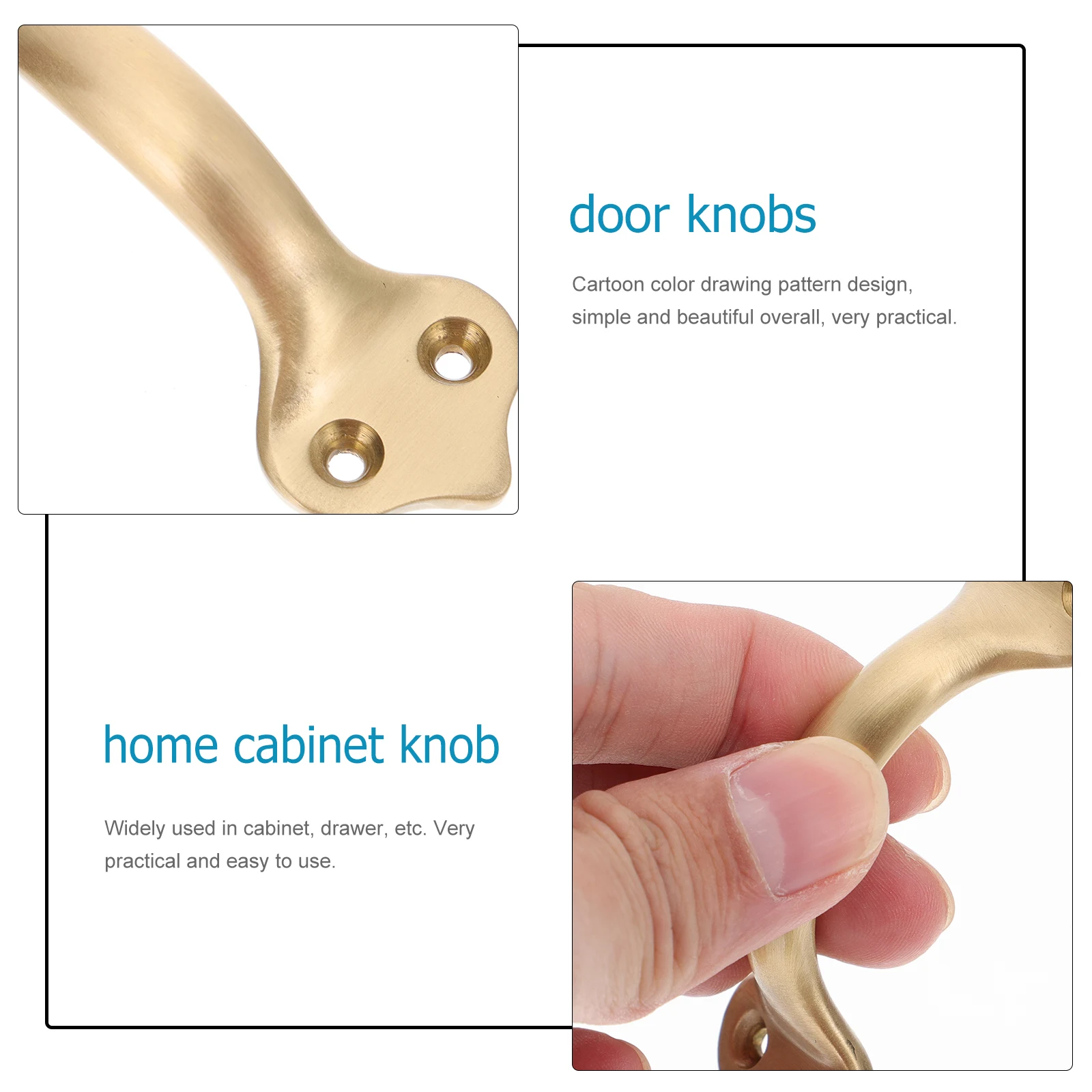 

Brass Handle Drawer Pulls Cabinet Accessory Replacement Smooth Surface Polished Stable Soft Corners Long Term