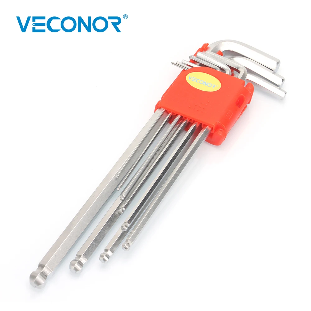 9 Pcs Industrial Metric Allen Ball Point End Long Arm Hex Key Wrench Set Spanner Torque Wrench