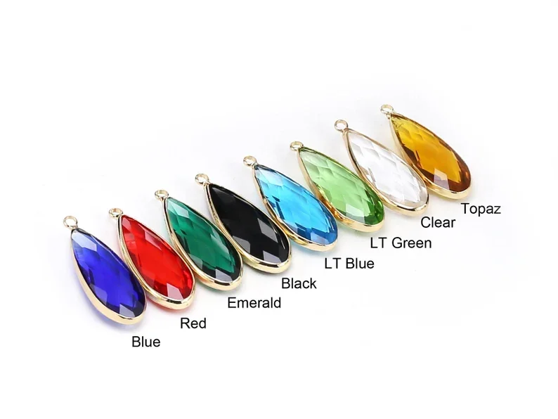 

6pcs Crystal Drop Charm, Faceted Teardrop Earring Charms, Necklace Gemstone Pendant, 35x12.8mm, Gone Tone, ewelry making RP170