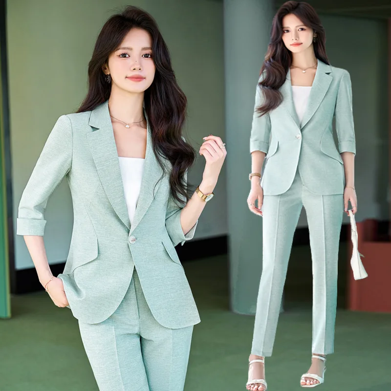 Women's Business Suit2024Spring and Summer New High-End Temperament Goddess Temperament Small 3/4 Sleeve Suit Top