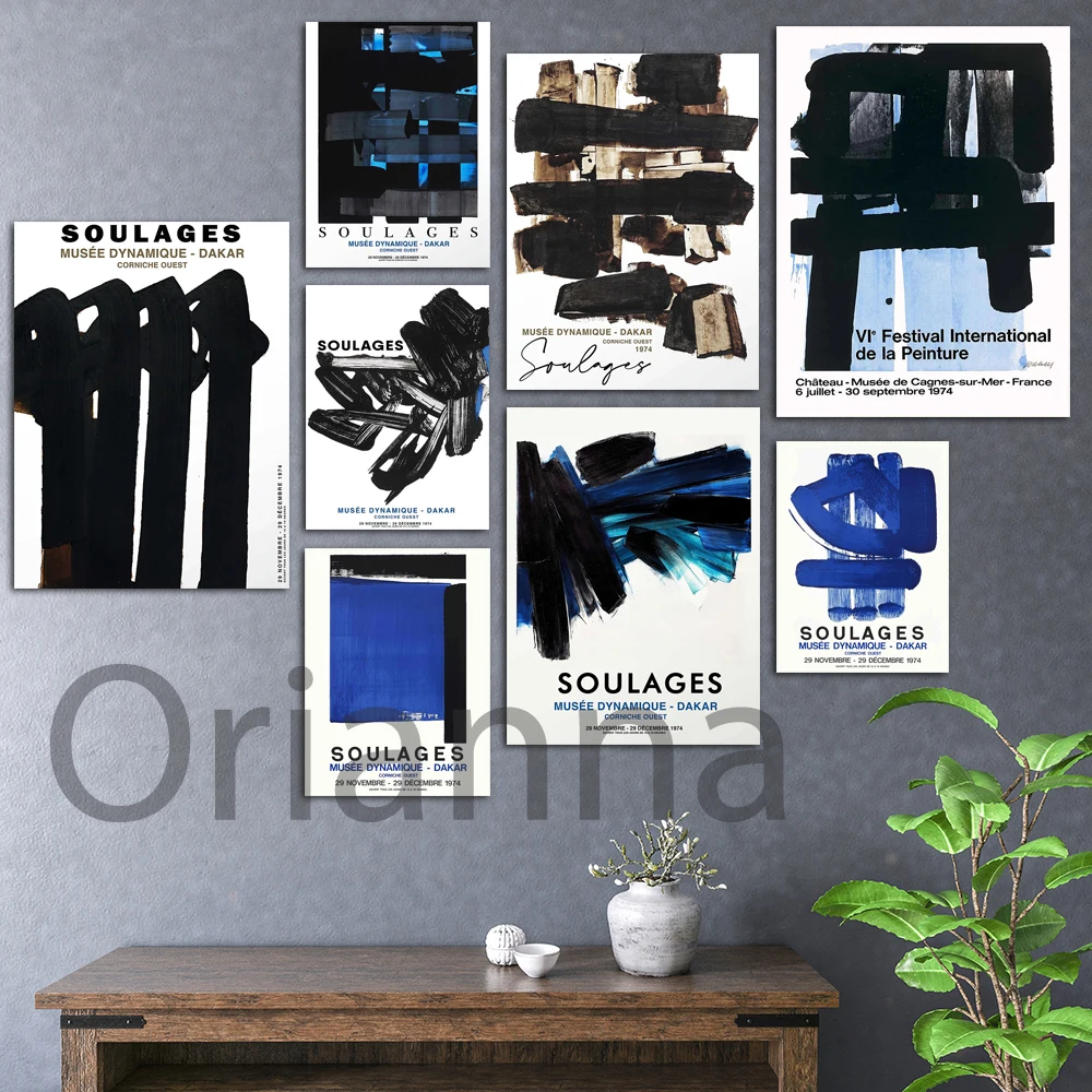 

Soulages Wall Art Prints, Exhibition Wall Art Poster,Pierre Soulages Decor,Abstract Exhibition, Museum Exhibition Decor Painting