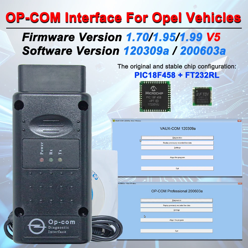 Opcom V2014 V1.99/1.95/1.70 For Opel Flash Firmware Update OBD2 Diagnostic Scanner Tool With PIC18F458 FTDI Chip CAN BUS