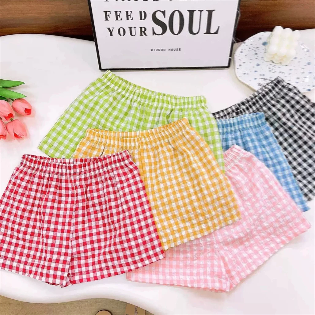 Children Plaid Shorts Casual Loose Shorts Outer Wear New Fashion Shorts Toddler Simple All-match Shorts Kids Boys Lovely Shorts