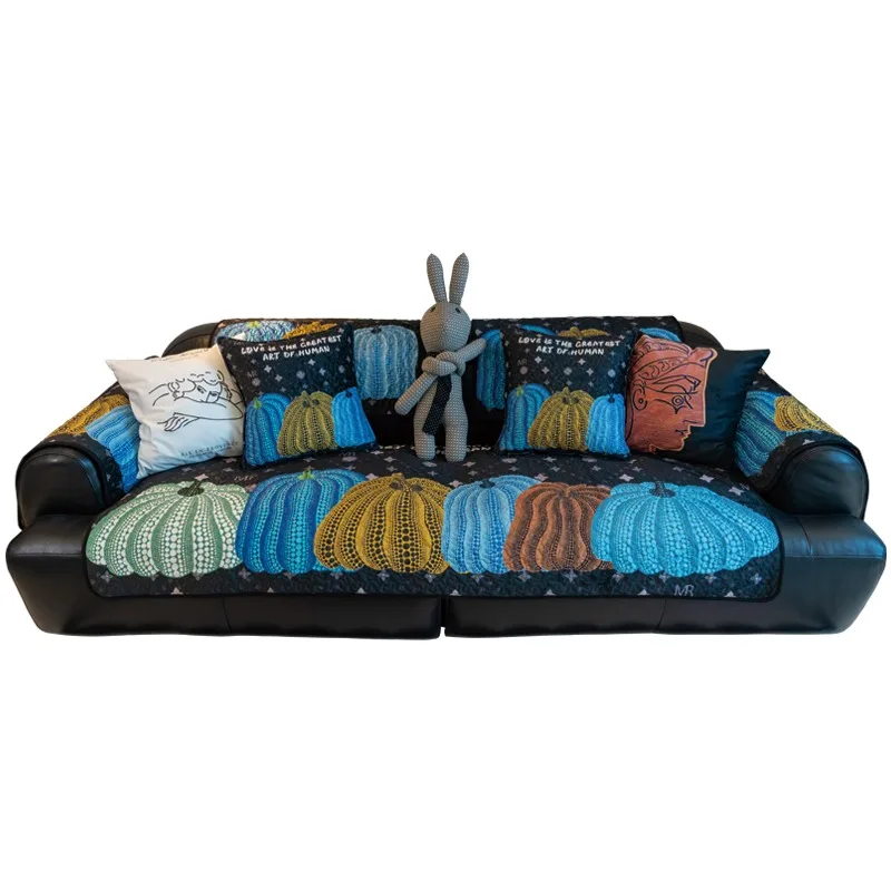 

Dark art high-end pumpkin sofa cushion dirt-resistant light luxury seat cushion thickened non-slip four-season universal