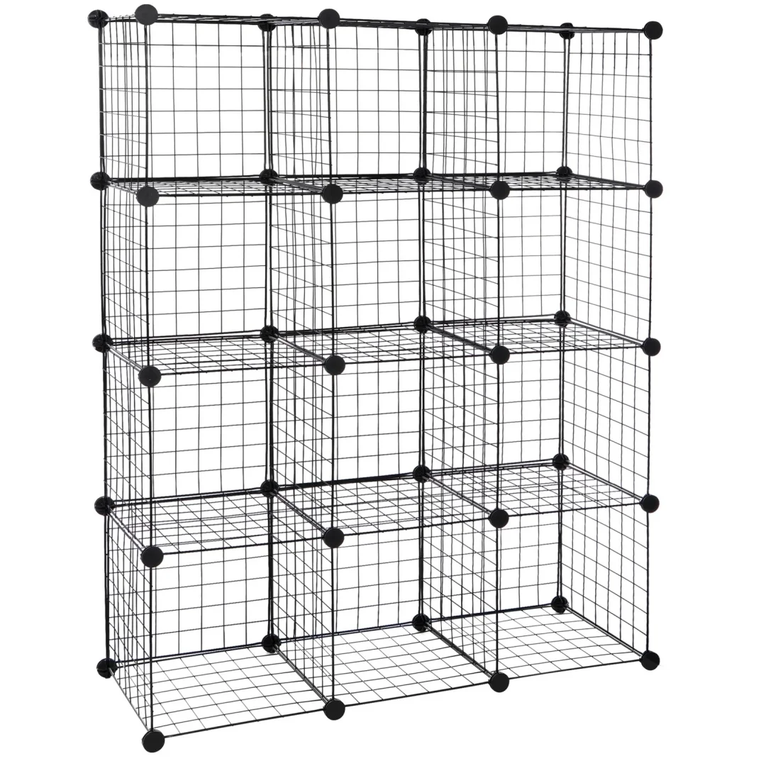 Wire Cube Storage 12-Cube Storage Organizer Bins Wire Shelving Modular Bookshelf