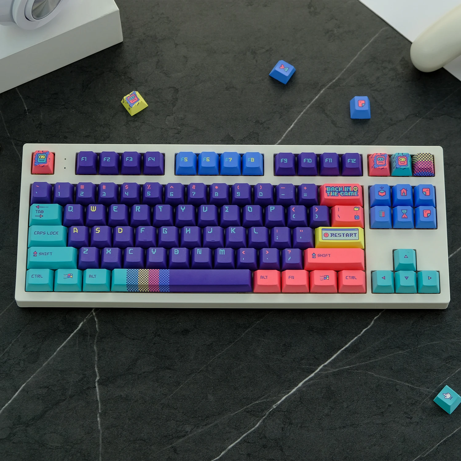 KYOMOT 129 Keys Cherry Profile Keycap DYE-SUB Game Cyber Technology Style Keycaps For MX Switch Ducky IKBC Mechanical Keyboard