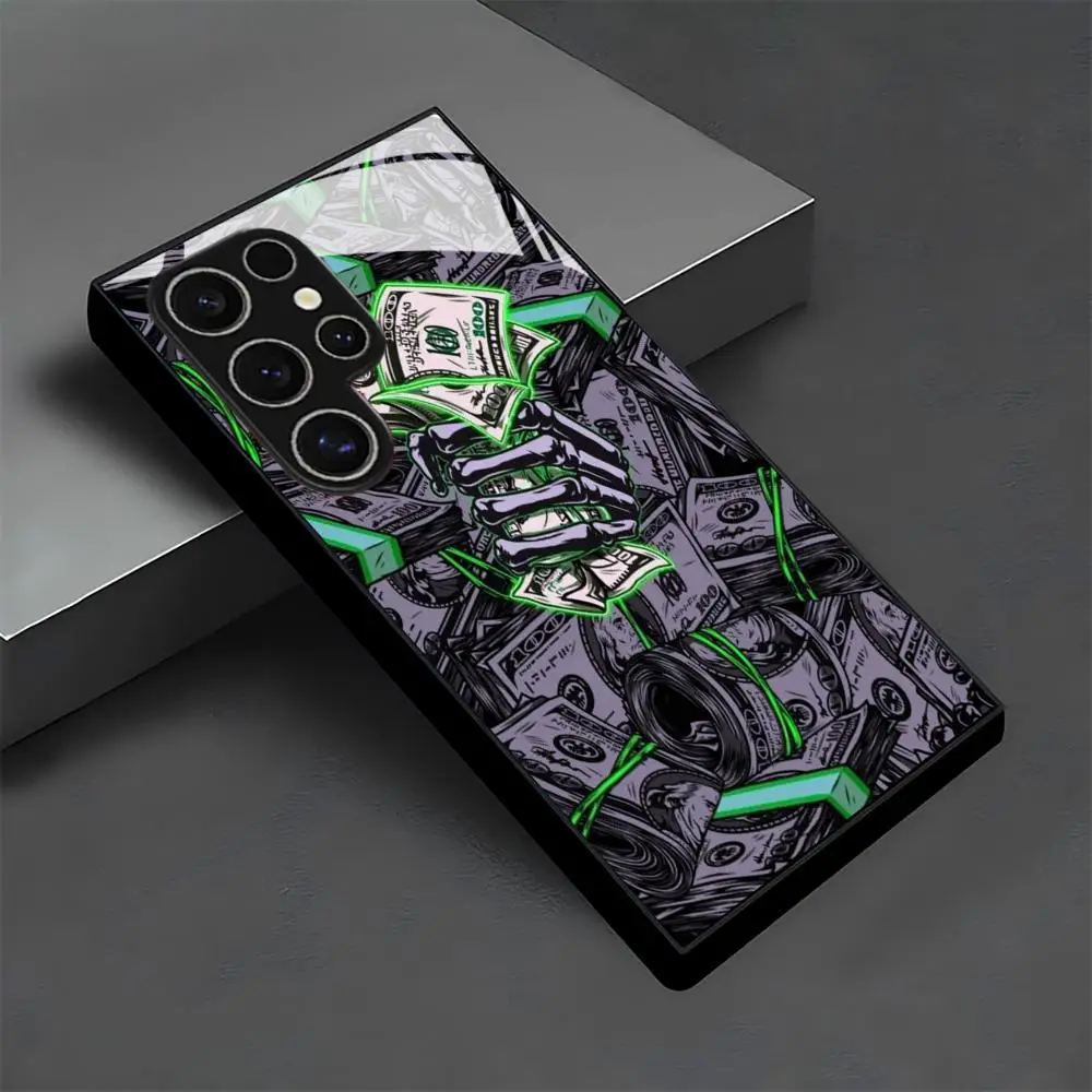 

Dollar pattern glass Phone Case For Samsung Galaxy S26 S25 S24 S22 S23 Ultra S21 S20 Plus 5G Frosted Non-Slip Full Cover