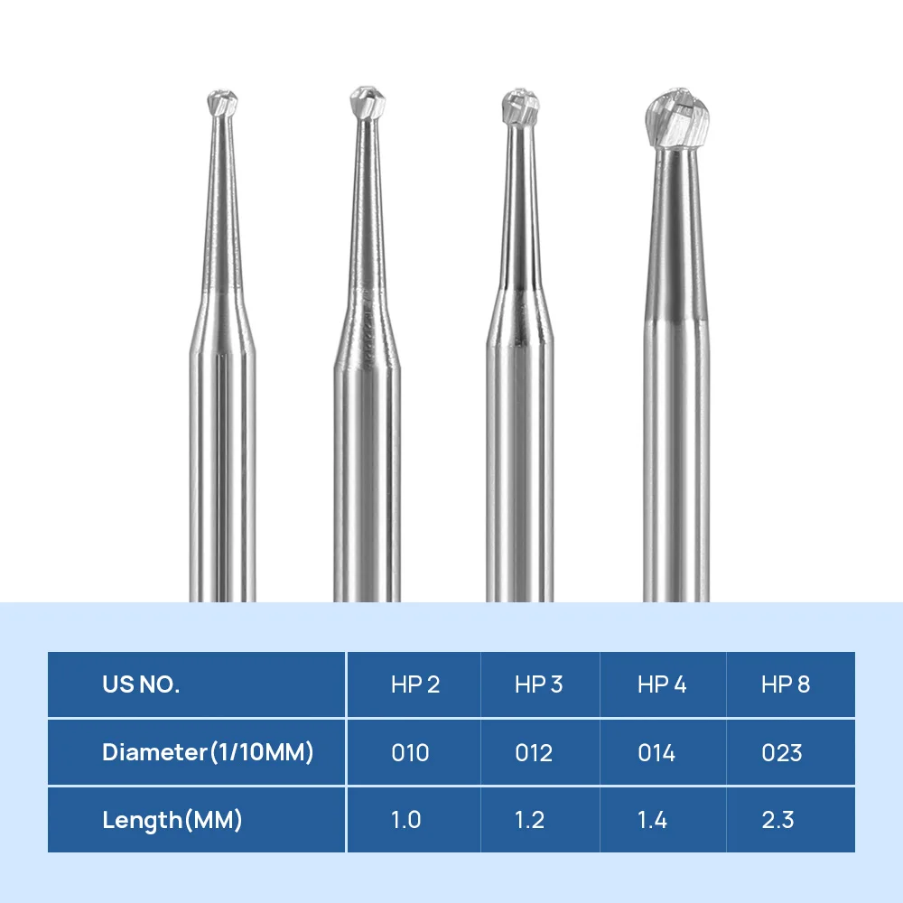 5pcs/Pack Dia.2.35mm Dental Carbide Bur Drill Round Type For Straight Handpiece Or Micro Motor Handpiece