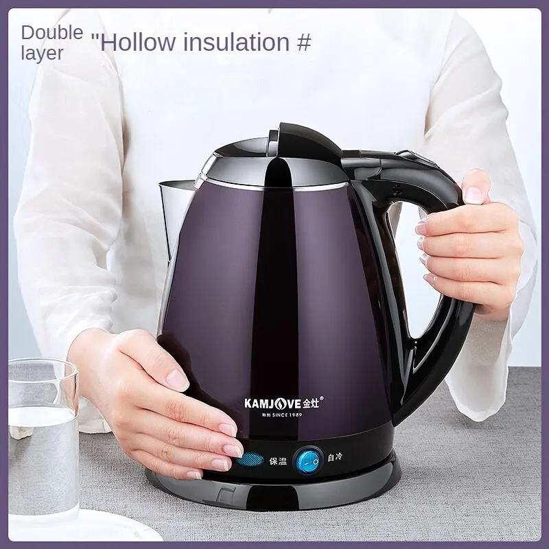 Stainless Steel Electric Kettle E-15 with Double-Layer Anti-Scalding Feature and Heat Preservation Function for Home Use 220V