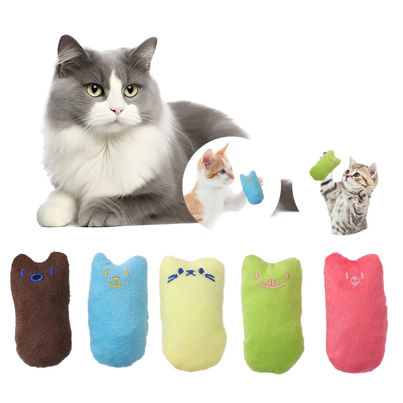 1Pc Pink/Blue Cat Teething Plush Toy, Cute Design Safe Interactive Toy for Kitten & Adult