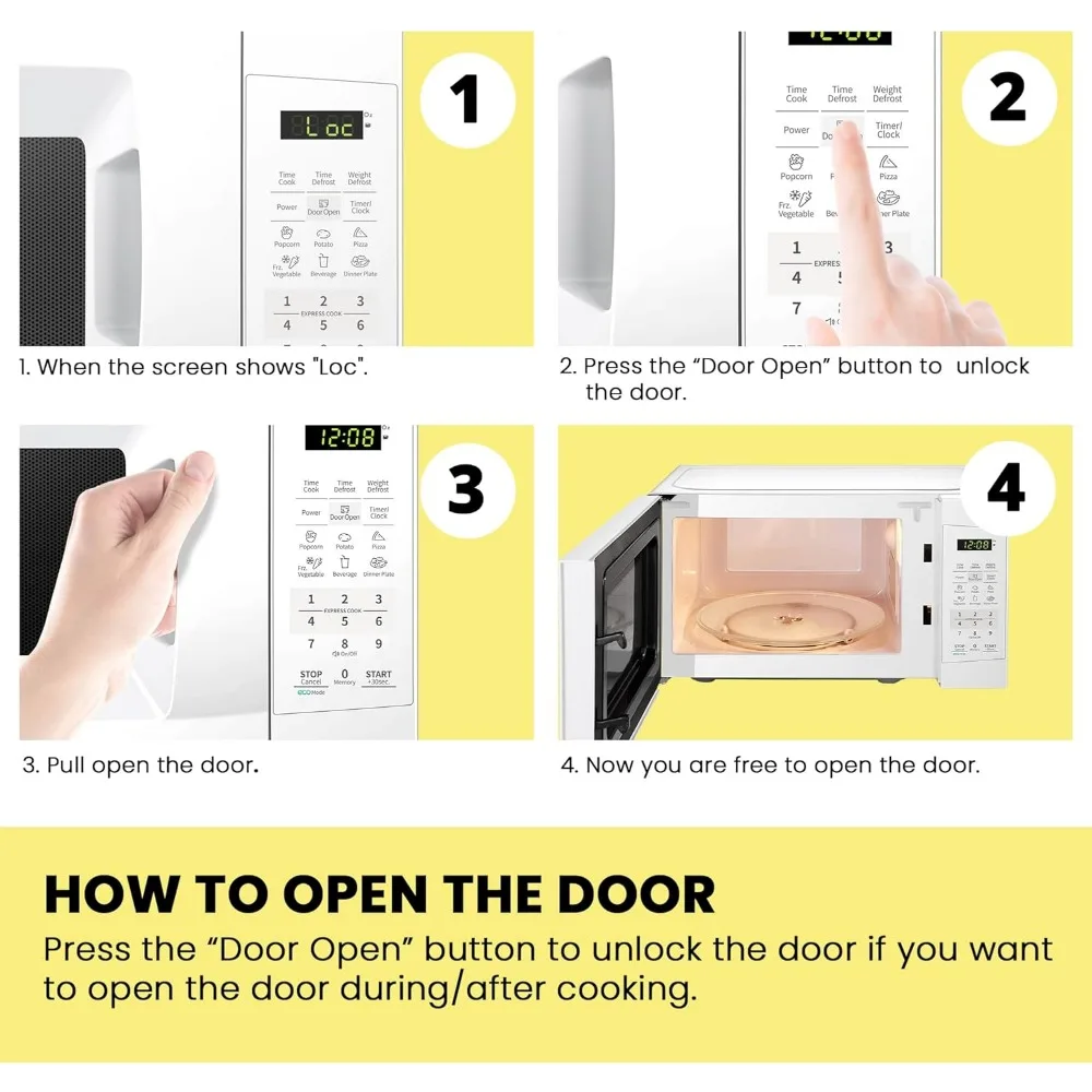 소리 켜기/끄기, ECO 모드 및 간편한 원터치 버튼을 갖춘 조리대 전자레인지, 0.7 Cu Ft/700W, 펄 화이트