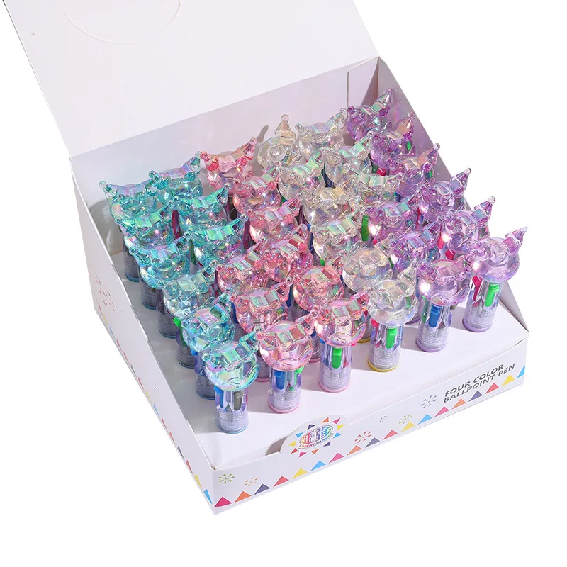 Kawaii سانريو قلم حبر جاف صغير بأربعة ألوان لطيف الكرتون 4 ألوان قابل للسحب قلم الكرات الدوّارة طالب مدرسة هدية القرطاسية المورد #6