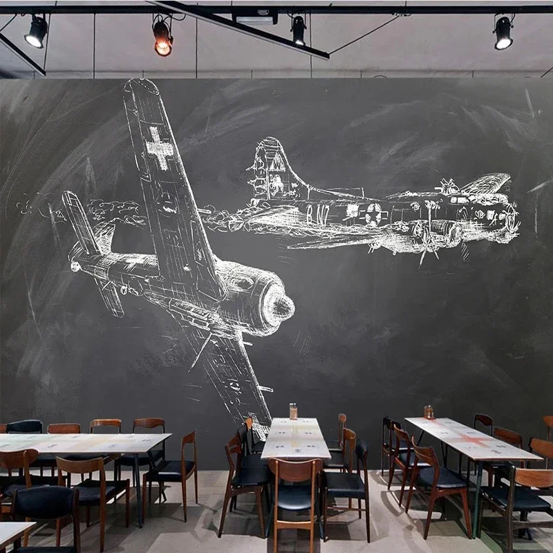 

Custom Photo Wallpaper Creative Blackboard Hand Drawn Murals Restaurant Cafe KTV Bar Background Decor 3D Wall Painting