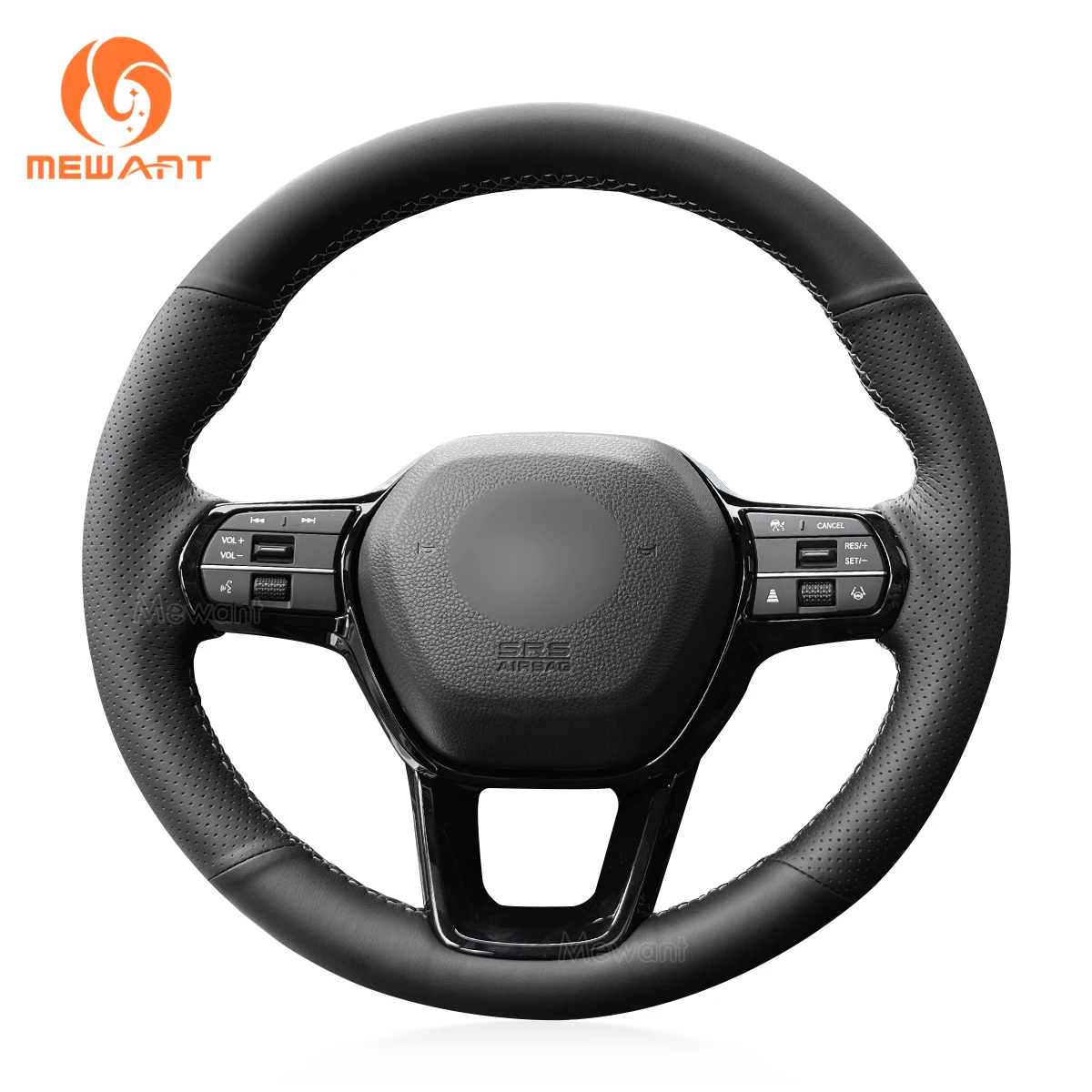 

MEWANT Black Artificial Leather Steering Wheel Cover for Honda Civic 11 XI 2021-2022