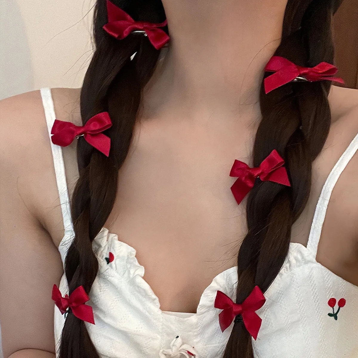 8/80pcs Colors Silk Ribbon Bowknot Hair Clips Fashion Sweet Cute Girl Barrettes Colorful Lace Women Bobby Pin Y2K Accessories