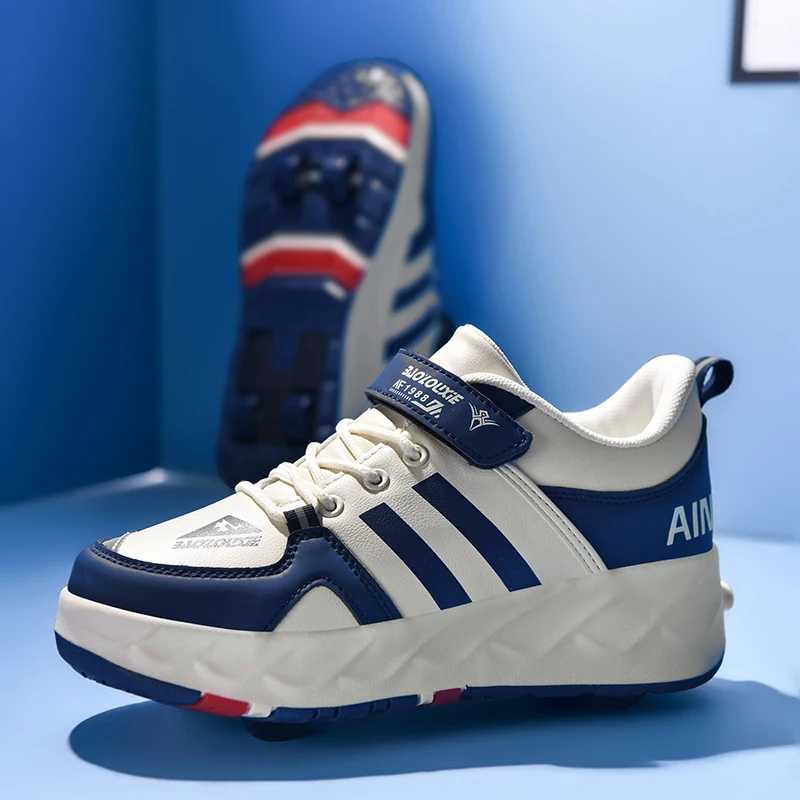 Youth New Roller Shoes Retractable High Quality With 4 Wheels Deformation Children Semi Professional Running Walking Skate Shoes