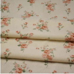 Belleza Fondo Beige naranja Rosa Rosa flor tela de pana de rayas finas para Otoño Invierno vestido camisa tejido hecho a mano T2112