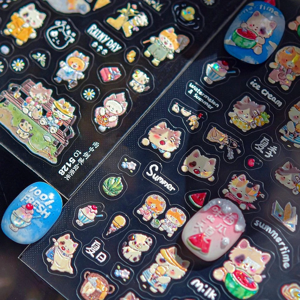 

Summer Cat Watermelon Cake Book Coffee Dog Cute Bowknot Duck Beach Bikini Coconut Tree Sunglass Sun Hat Nail Art Stickers Decals