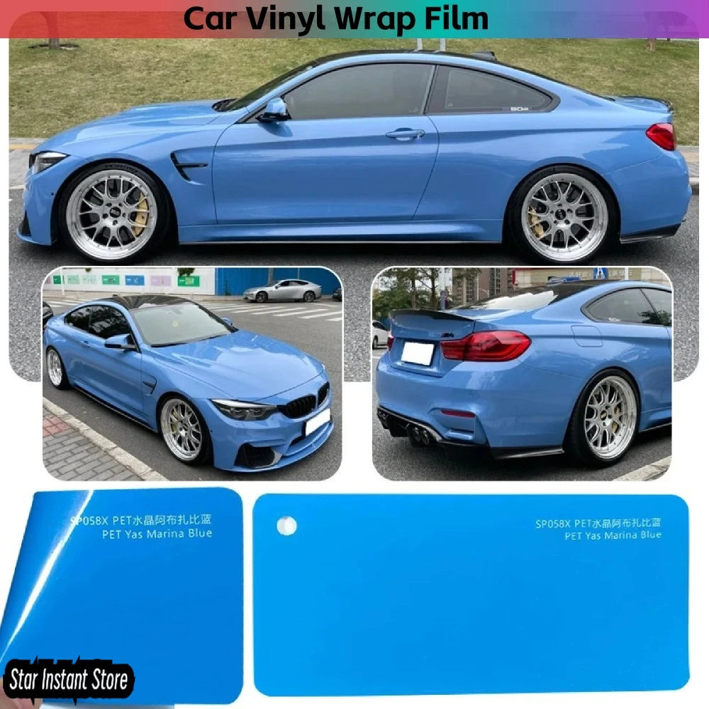 

Abu Dhabi Blue Crystal Gloss Vinyl Wrap 1.52x17m, PET Liner Vehicle Film, Full Car Coverage Multi-Color Options