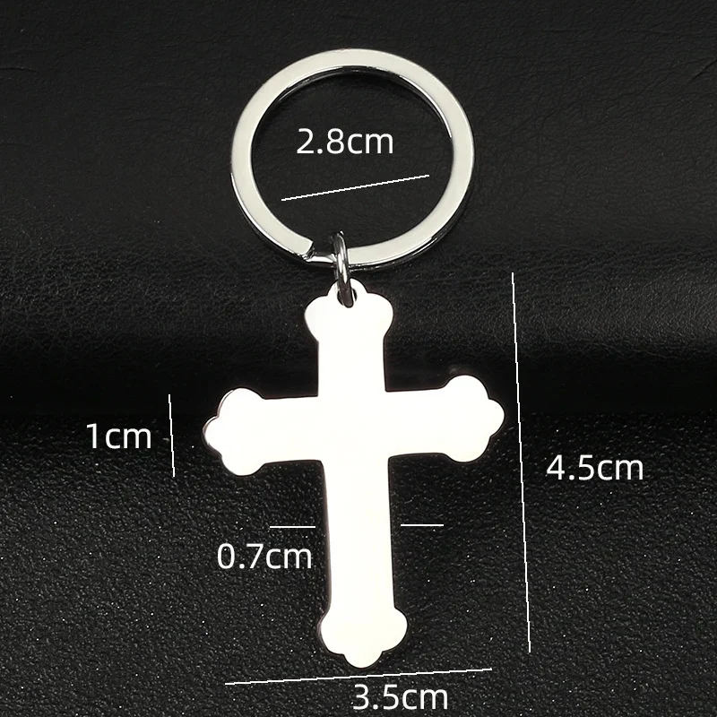 Transfer Cross Pendant Stainless Steel Metal Key Ring Cross Key Chain Small Gift