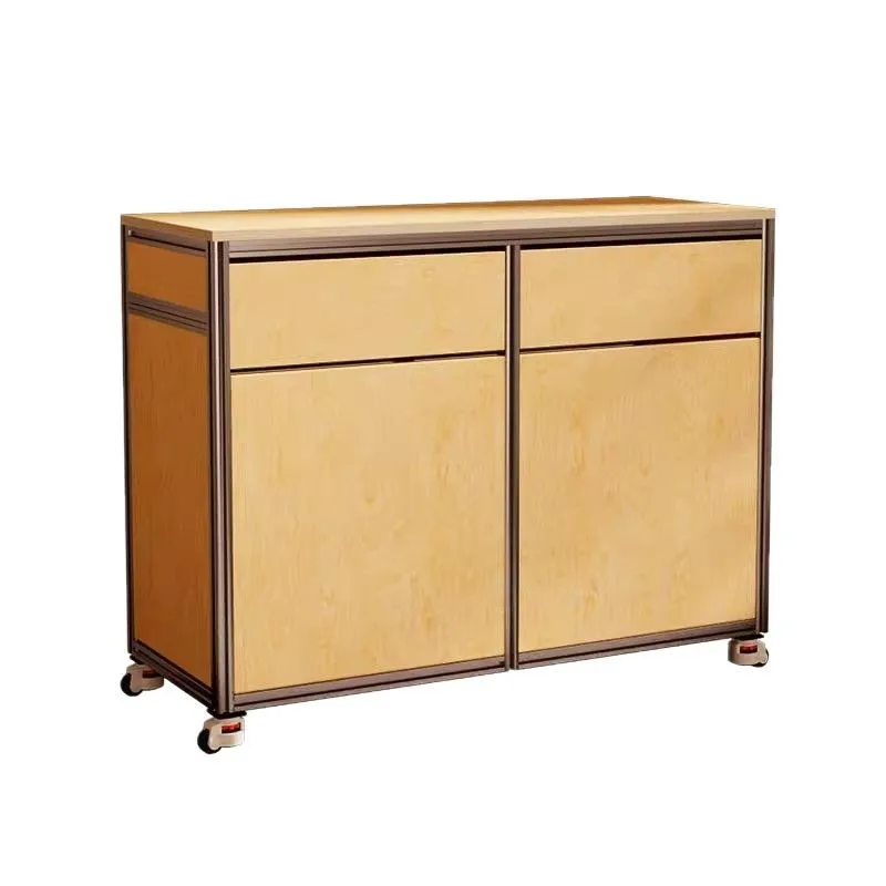

Aluminum profile multi-layer drawer, birch side chest storage , display