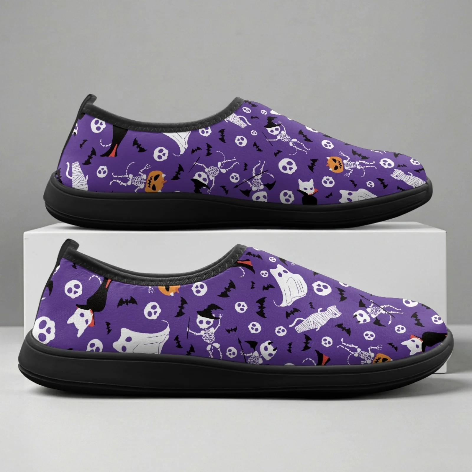 PENSTROLL Halloween Mens Casual Running Shoes Featuring Spooky, Polyester & EVA Zero Drop Walking Sneakers for All Season Wear