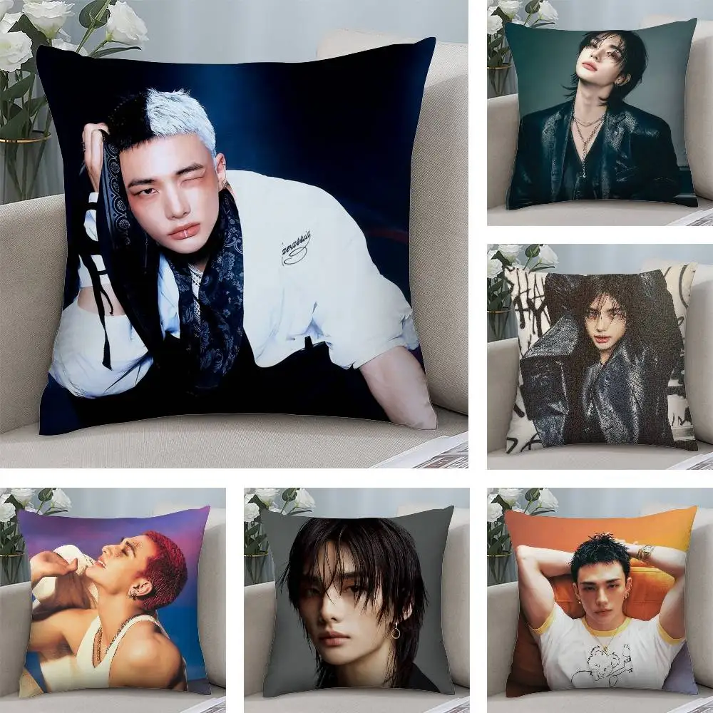 1pc Singer H-hyunjinS Pillow Case Plush Fabric Soft  Pillowcase Double Sided Print Cushion Cover Household Gifts
