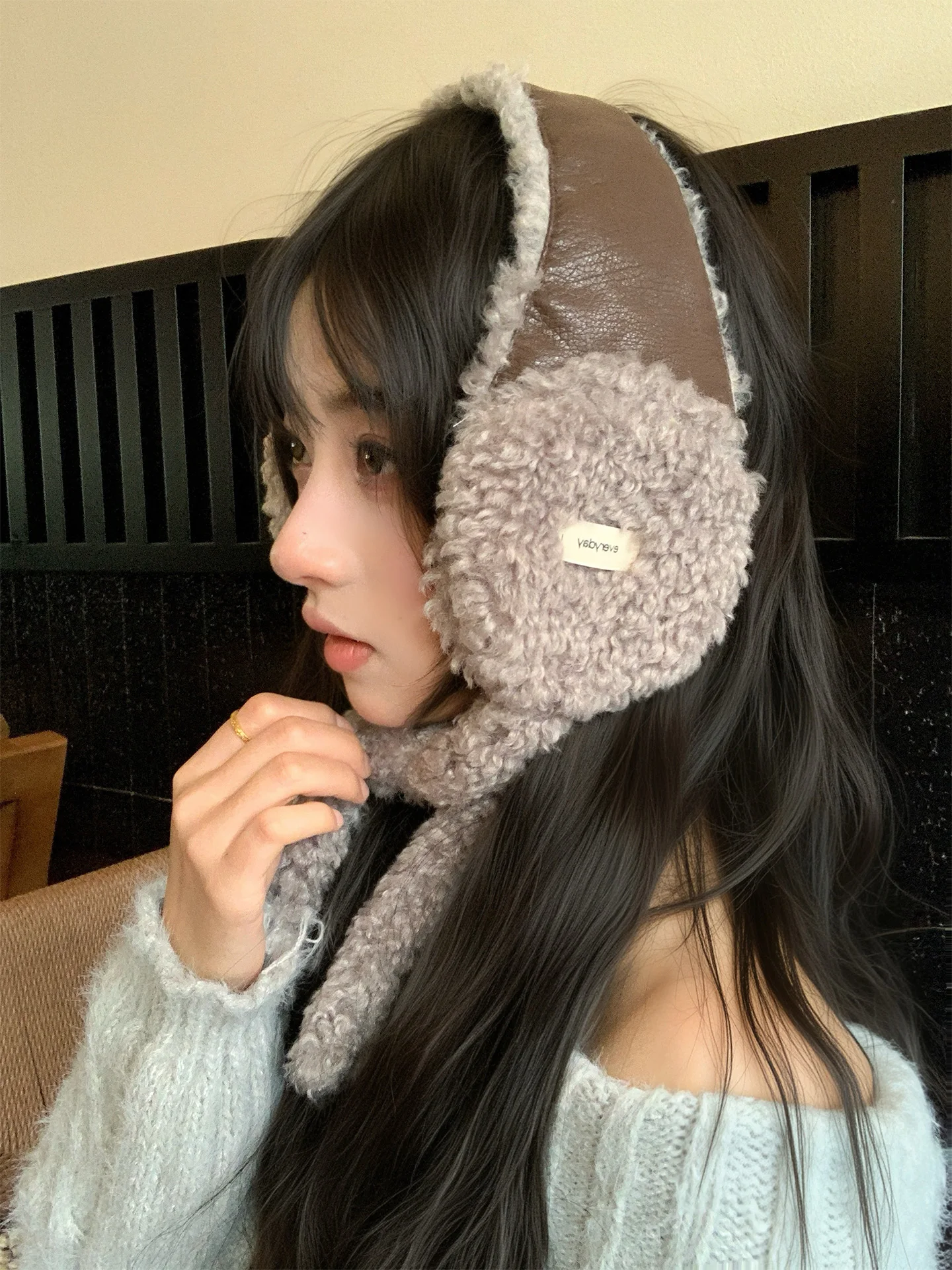 2026-new-vintage-plush-leather-ear-muffs-women's-autumn-winter-warm-windproof-outdoor-cycling-ear-protection-anti-freeze