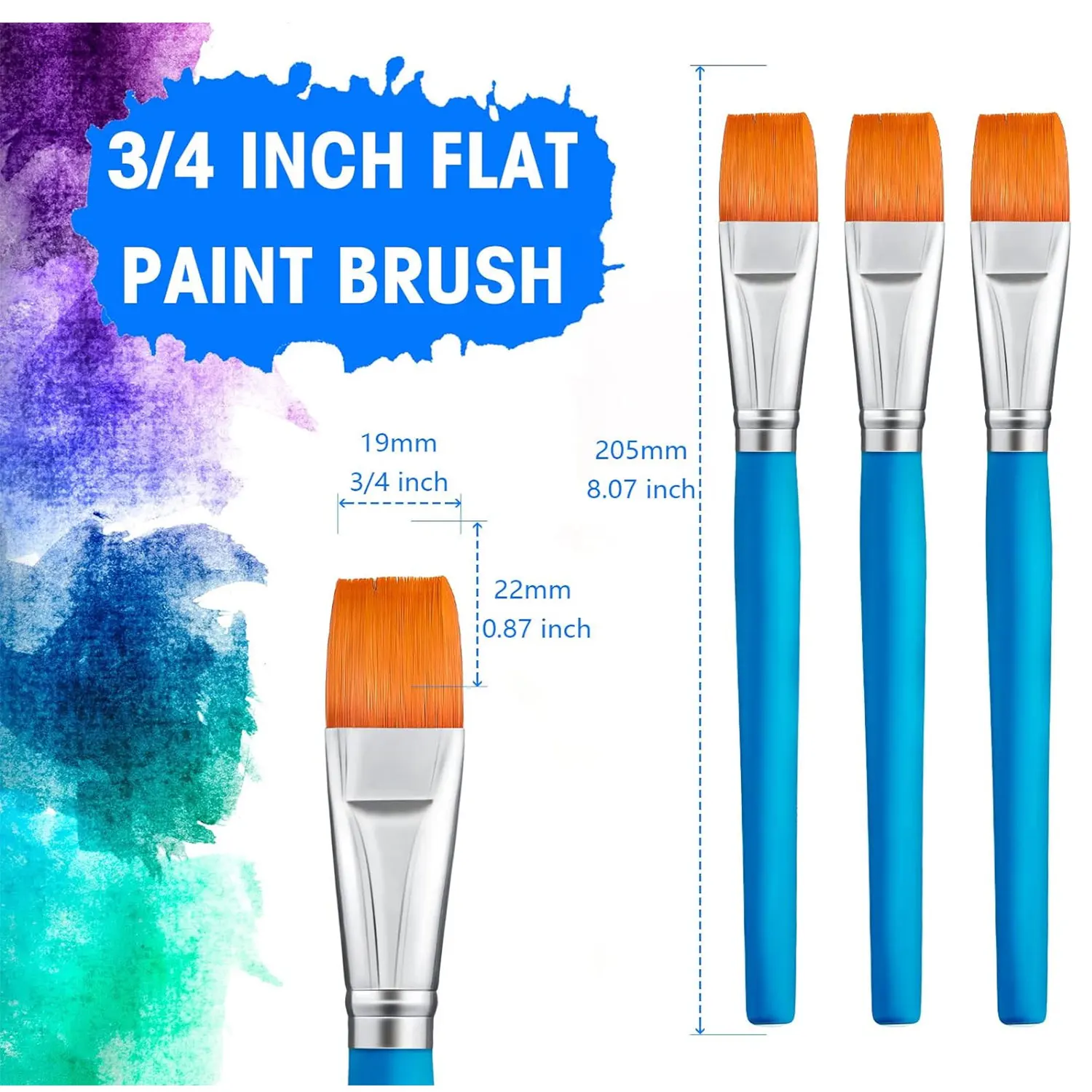 10 Pieces Flat Paint Brushes Acrylic Paint Brush Artist Craft Paint Brushes Watercolor Small Brush Bulk Painting Brush